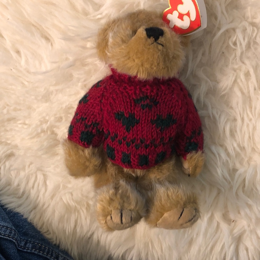 Ty Plush Bear with Red Heart Sweater